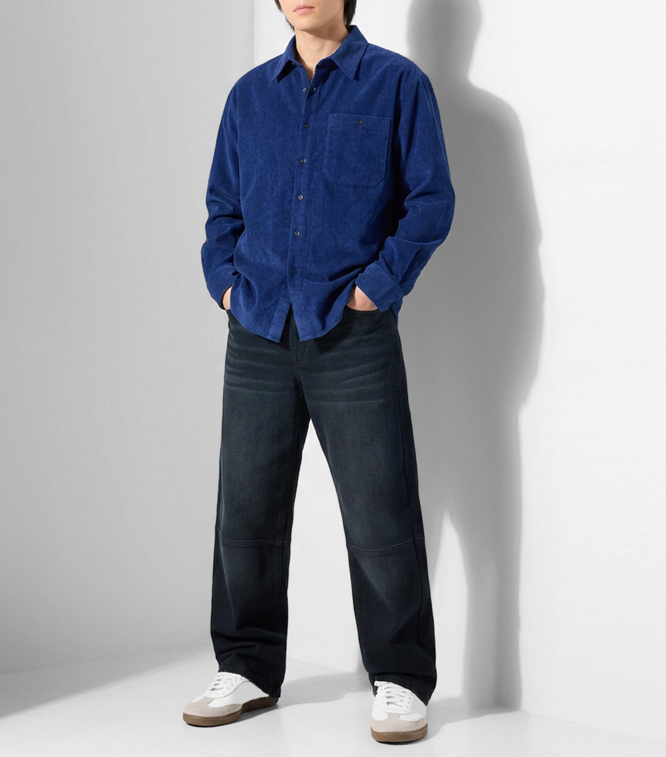Camisa sólida manga larga Hombre